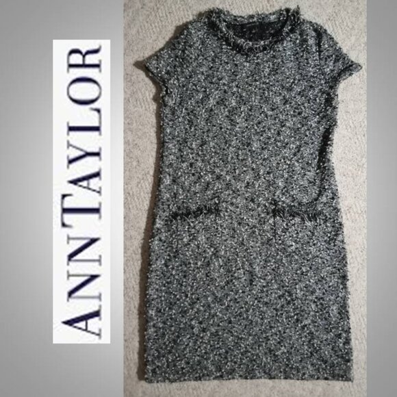 Ann Taylor thick and heavy black and white dress size large - Picture 1 of 7